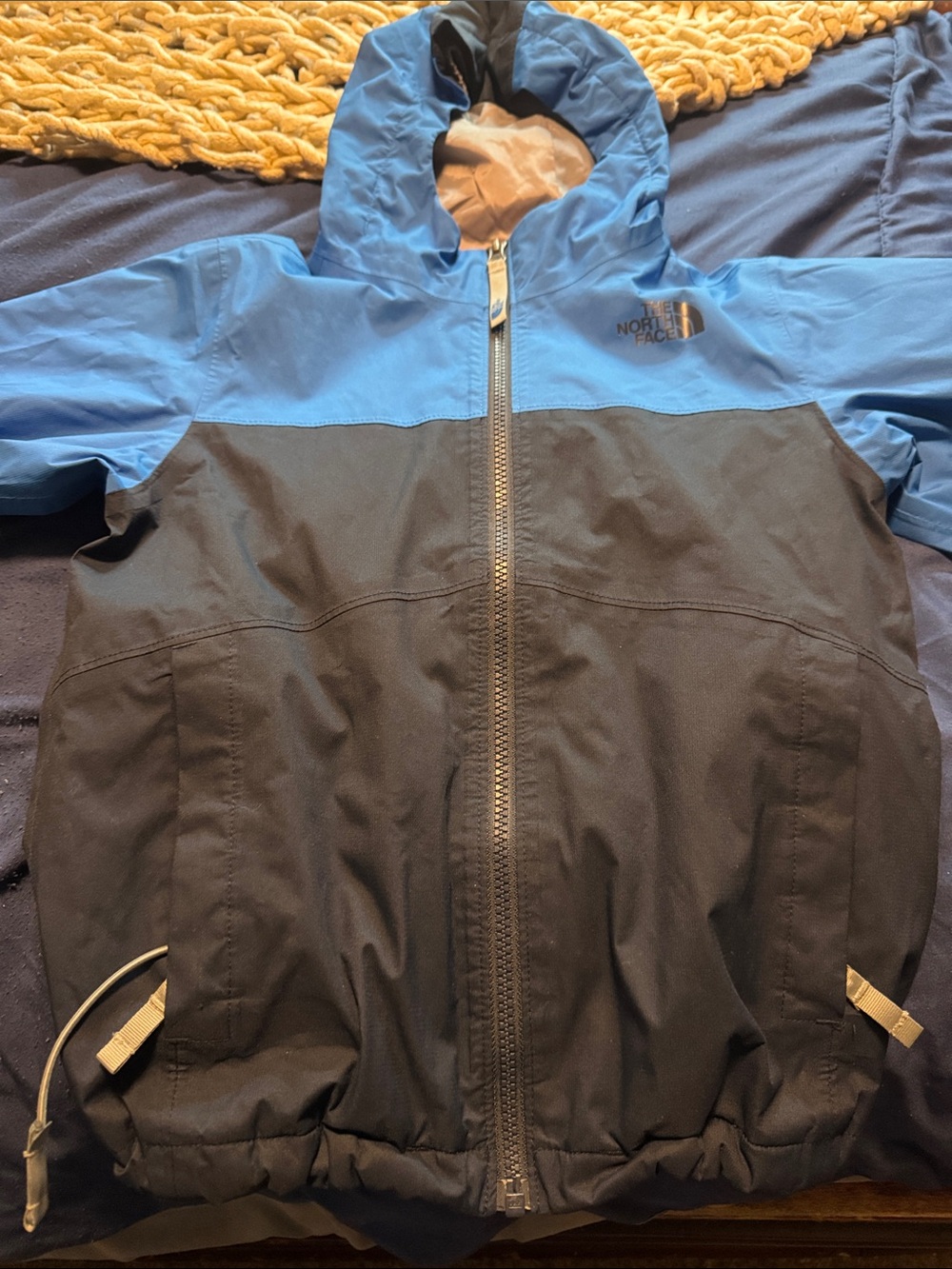 The North Face Blue and Black Hooded Raincoat